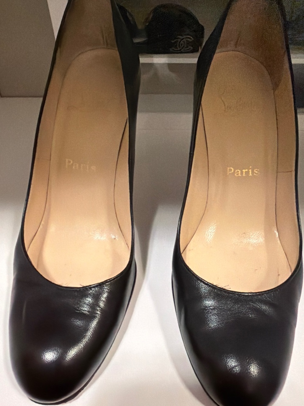 Christian Louboutin black leather heels